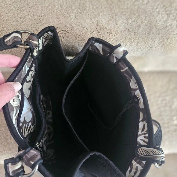 Beach by CLC Neoprene Brown, Ivory and Tan Tropical Floral Print Shoulder Bag - Picture 7 of 14